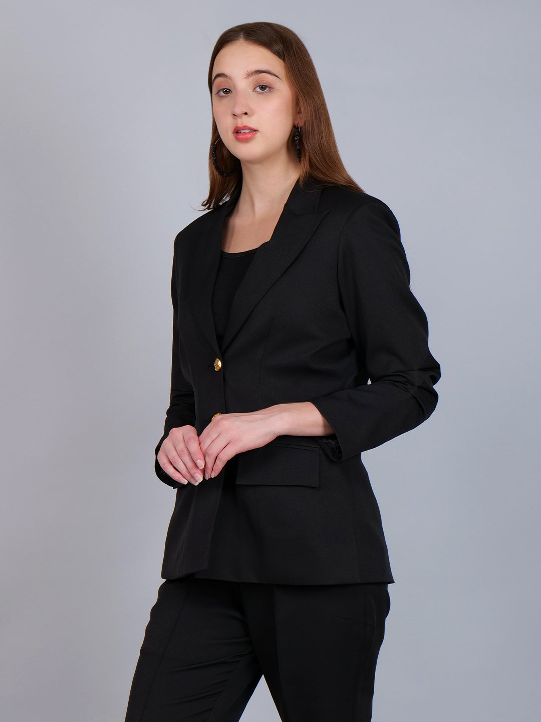 The Stylish Black Suit with Rolled Sleeves