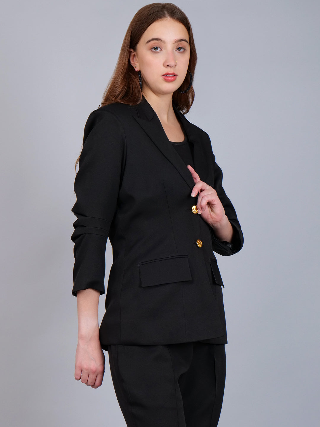 The Stylish Black Suit with Rolled Sleeves
