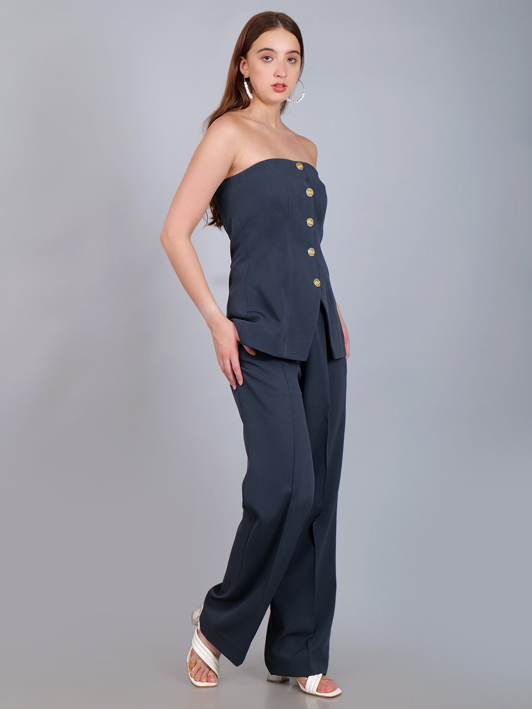 Midnight Elegance Off-Shoulder Set