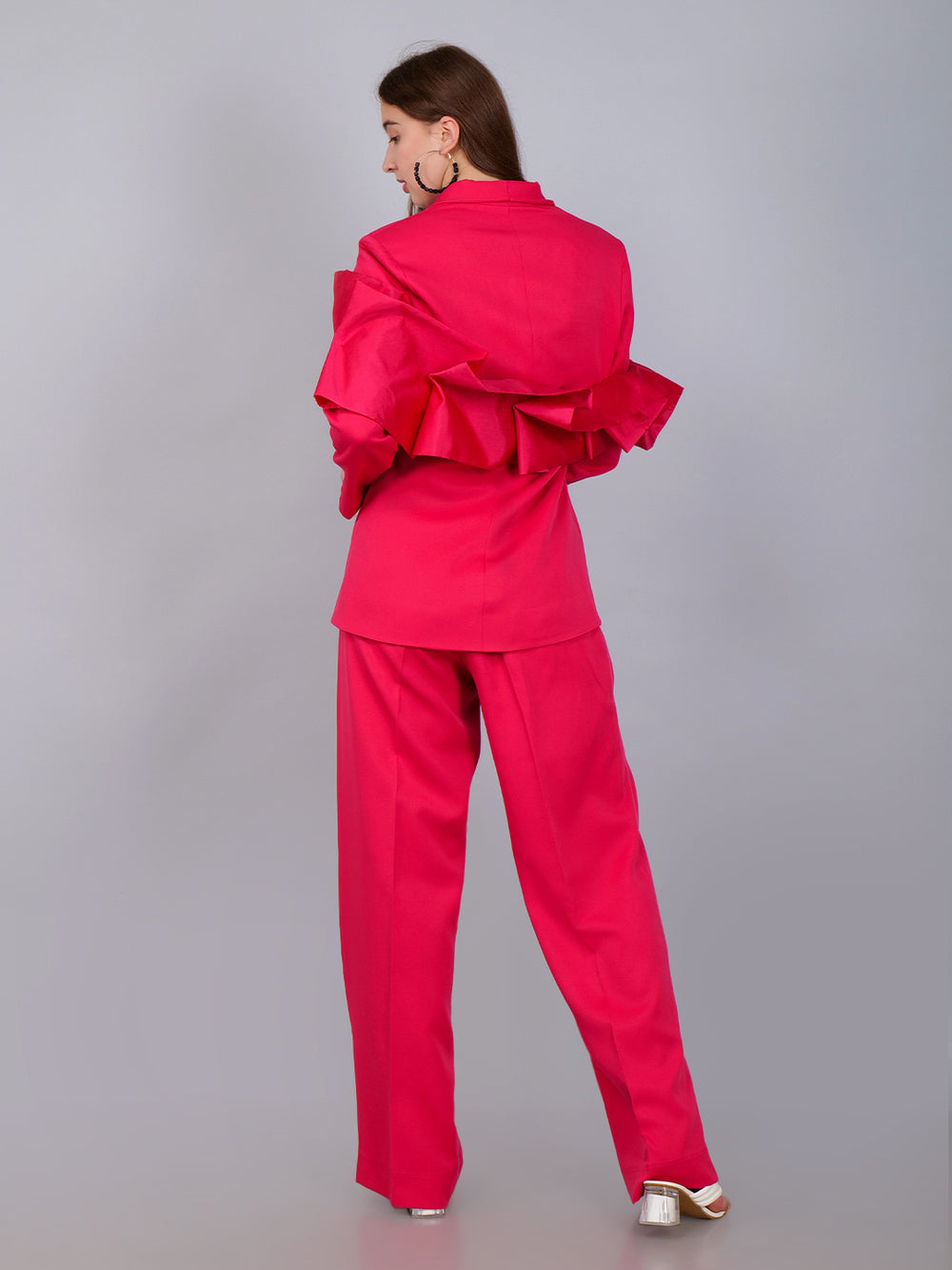 Flamingo Flair Ruffle Sleeve Suit